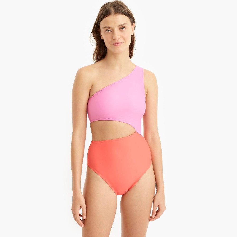 J. Crew Eco One-shoulder Cutout One-piece Swimsuit
